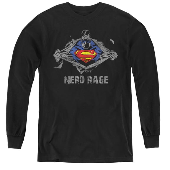Superman - Nerd Rage - Youth Long Sleeve Shirt - Small