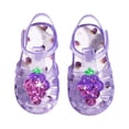 thumbnail image 2 of AVRNLIQ Kids Girls Glitter PVC Closed Toe Jelly Sandals Purple Cute 3D Fruit Summer Water Shoes Back Strap,Size 10 T, 2 of 5