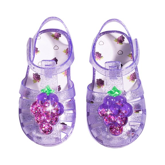 FSYBOA Girls Jelly Sandals Size 11.5(Little Kids), Waterproof Adjustable Strap Closed Toe School Girls Beach Shoes Purple