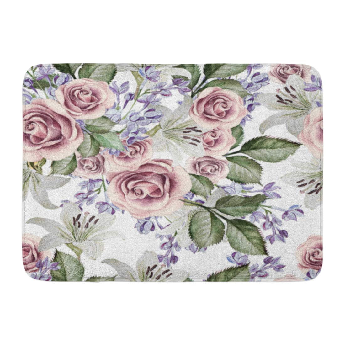 KDAGR Purple Floral Bright Watercolor Flowers Lilies Roses and Lilacs