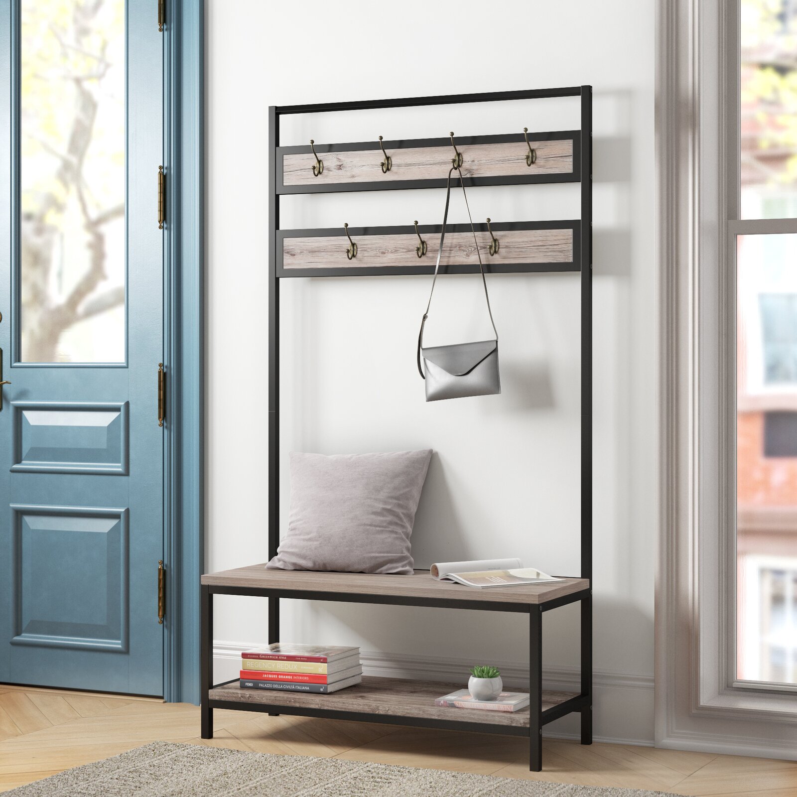 Hall Tree, Overall Product Weight 30 lb., Tipover Restraint Device