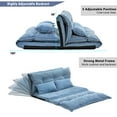 thumbnail image 4 of 3 in 1 Versatile Lazy Sofa Adjustable Folding Futon Sofa, Compact Convertible Sofa Bed Video Gaming Sofa with Two Pillows for Living Room, Office, Small Apartment, Convertible Seat, Blue, 4 of 7