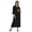 Black, variant on Moomaya Solid Rayon Kurta For Women bell Sleeve Drawstring Neck Long Ethnic Kurti