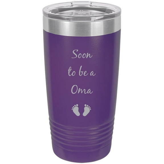 Soon to be a Oma Stainless Steel Engraved Insulated Tumbler 20 Oz Travel Coffee Mug, Purple