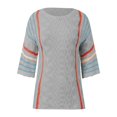 thumbnail image 4 of Letdown Womens 3/4 Sleeve Striped Lightweight Knit Sweaters Spring Summer Casual Crewneck Trendy Boho Tops Pullover Cover Ups, 4 of 5