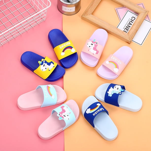 Summer fashion children's slippers Fashion Unicorn shoes on-Slip Beach baby sandals girl Sandals Home Shoes Baby Flip Shoesblue35 He Qiyong unisex