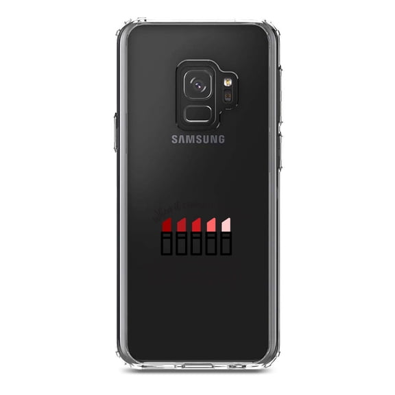 DistinctInk Clear Shockproof Hybrid Case for Samsung Galaxy S9 (5.8" Screen) - TPU Bumper Acrylic Back Tempered Glass Screen Protector - When It Comes to Lipstick, Never Too Many Red