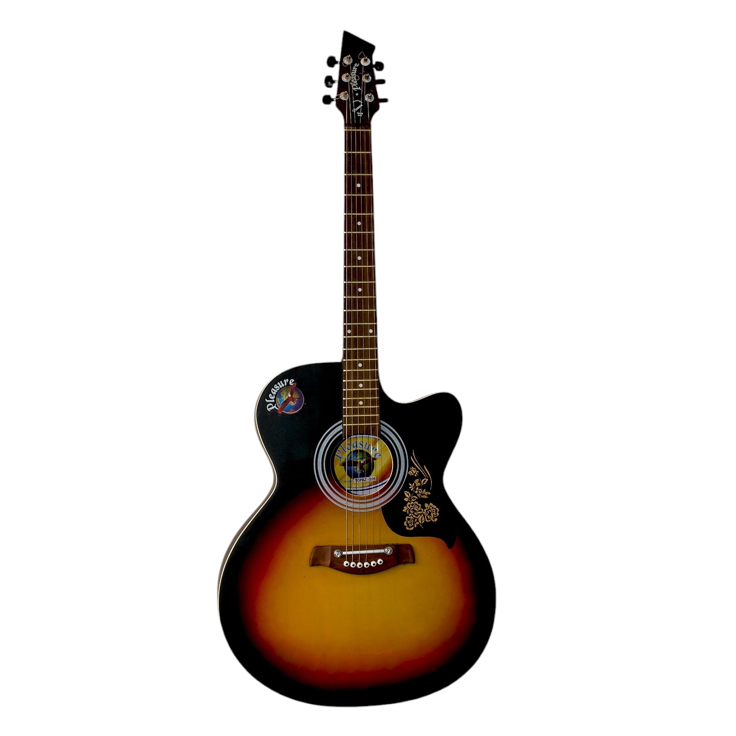 Matte Finish 3 Colors Sunburst Yellow 6 String Cutaway 39" Acoustic Electric Guitar with Equalizer