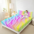 thumbnail image 4 of jejeloiu Neon Zebra Texture Twin Sheet Set,Zebra Stripes Colorful Ombre,Luxury Decor For Girls,3-Piece, 4 of 7