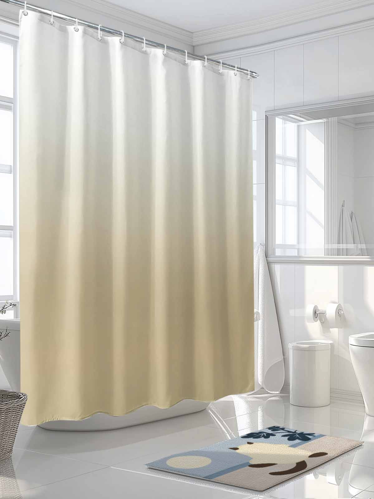 Boanket Polyester Fabric Brown Beige Ombre Shower Curtain, Abstract Modern Art Gradient Waterproof Bathtub Curtain Bathroom Decor Set with Hooks 54 x 78 Inches,