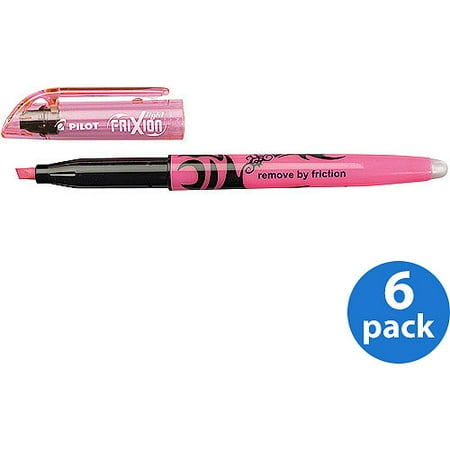 Pilot FriXion Lite Erasable Highlighter, Pink Ink, Chisel Tip, 6 Count