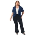 thumbnail image 3 of DARING DIVA Women's Plus Cropped Short Sleeve Open Front Sheer Shrug 4X Navy Blue, 3 of 6
