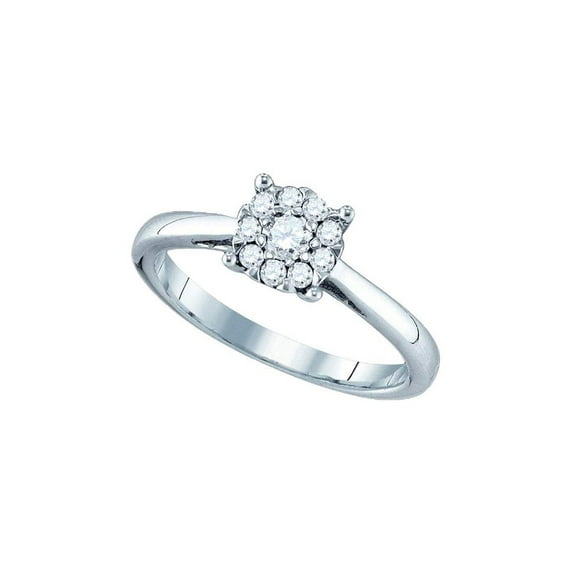 Golden Star 18kt White Gold Round Diamond Cluster Bridal Wedding Engagement Ring 7/8 Cttw