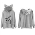 thumbnail image 3 of Pulls à Capuche pour Femmes PENGXAING Chat Imprimé Manches Longues Automne Hiver Chat à Capuche Sweat-Shirts Tops, 3 of 3