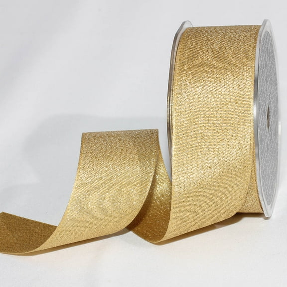 The Ribbon People Set of 2 Sparkly Gold Colored Taffeta Woven Edge Craft Ribbon 1.5" x 54 Yards