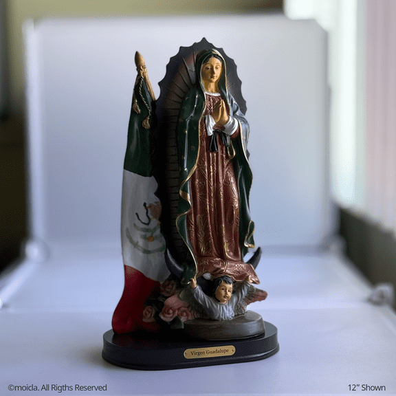 Our Lady of Guadalupe Resin Statue - 12" Catholic Figurine | Virgen Gudalupe, Figura Catolica - Estatua de Resina