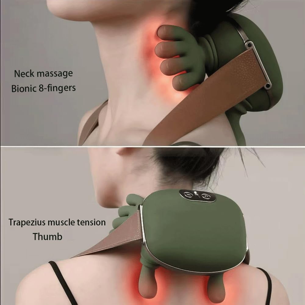 JMLPxx Neck Back Massager,Bionic Heated Massager,Wireless Portable Neck Shoulder Massager,Electric Deep Tissue 4D Kneading Massage, Real Touch Therapy Neck For Pain Relief