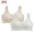 thumbnail image 2 of Fancifize 2Pack Teen Bras Training Bralette Wirefree First Bra Adjustable Strap Growth Phase Cotton Sports Bra For Girls Ages 10-16 School PE, 2 of 5