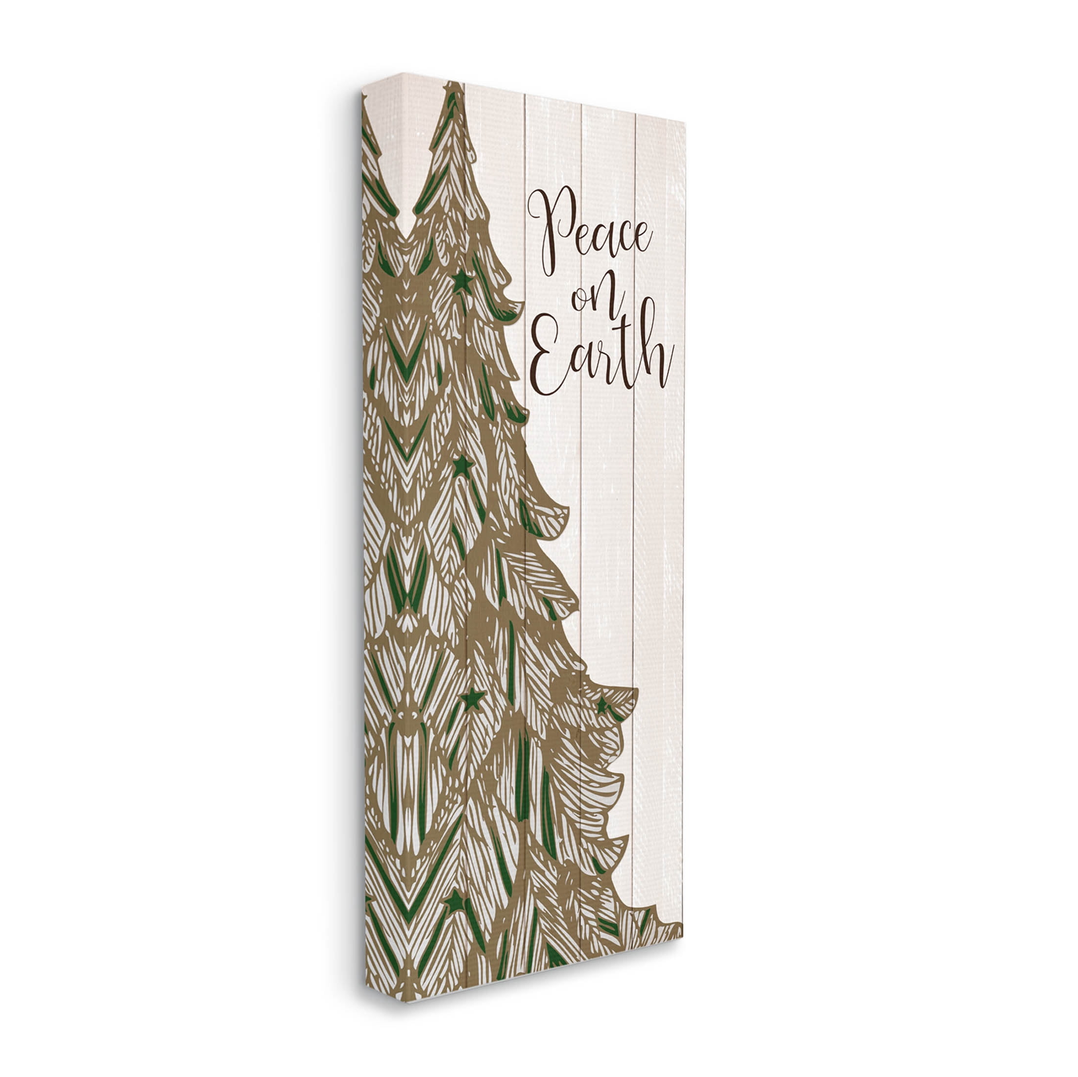 Stupell Industries Peace On Earth Tree Phrase Graphic Art Gallery Wrapped Canvas Print Wall Art, Design by Kim Allen