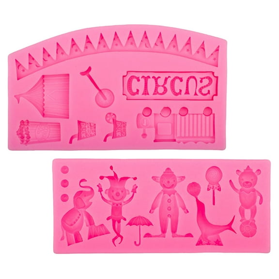 FRCOLOR Circus Themed Silicone Cake Molds for Decoration Use Pink 2pcs Fits Various Scenes