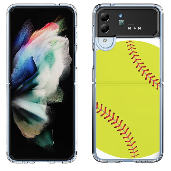 Shockproof Bumper Phone Case for Samsung Galaxy Z Flip 4 5G, by OneToughShield ® - Softball Green