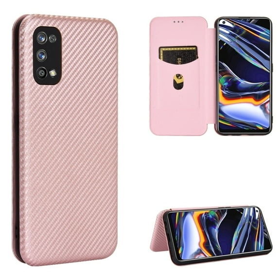 For OPPO Realme 7 Pro Carbon Fiber Texture Horizontal Flip TPU PC PU Leather Case with Card