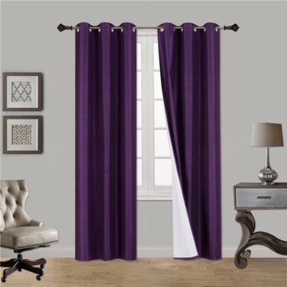 Purple 1-Piece Solid Blackout Grommet-Top Window Curtain Panel 37" W X 108" L