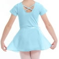 thumbnail image 3 of Eltusu Girls Ballet Dance Dress, Soft Cotton Practice Short Sleeve Leotard Skirts Light Blue Size 2-13 T, 3 of 4