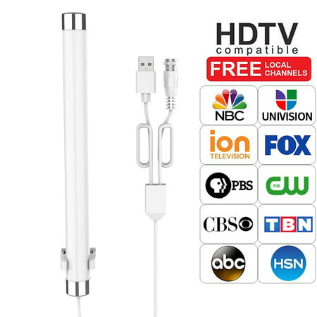 [2019 Upgraded Version] Amplified HD Digital TV Antenna, 50 Miles Long Range with Powerful built-in HDTV Signal Amplifier, Support 4K 1080P VHF UHF TV Channels, with 13ft Coaxial (Best Coaxial Cable For Antenna)