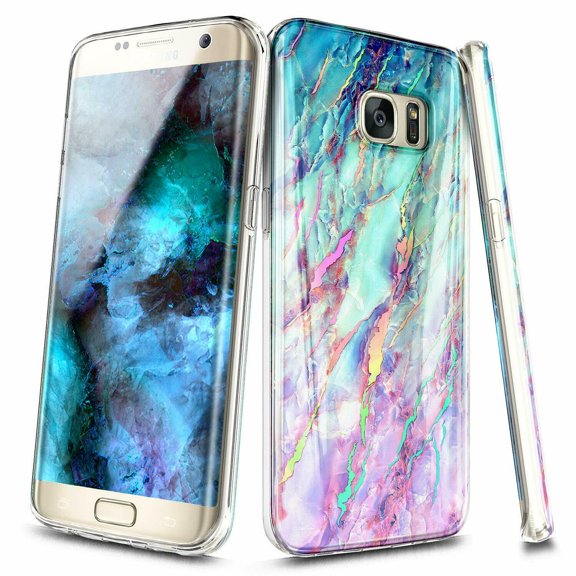 For Samsung Galaxy S6 Edge Case, Ultra Slim Thin Glossy Stylish, Gold Glitter Marble Design Phone Cover - Nova