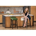 thumbnail image 3 of 2-Pack 26.2" Counter Height Bar Stools - PU Leather Upholstered with Wood Frame, Low Back & Footrest for Kitchen Islands & Counter Bars, Green, 3 of 6