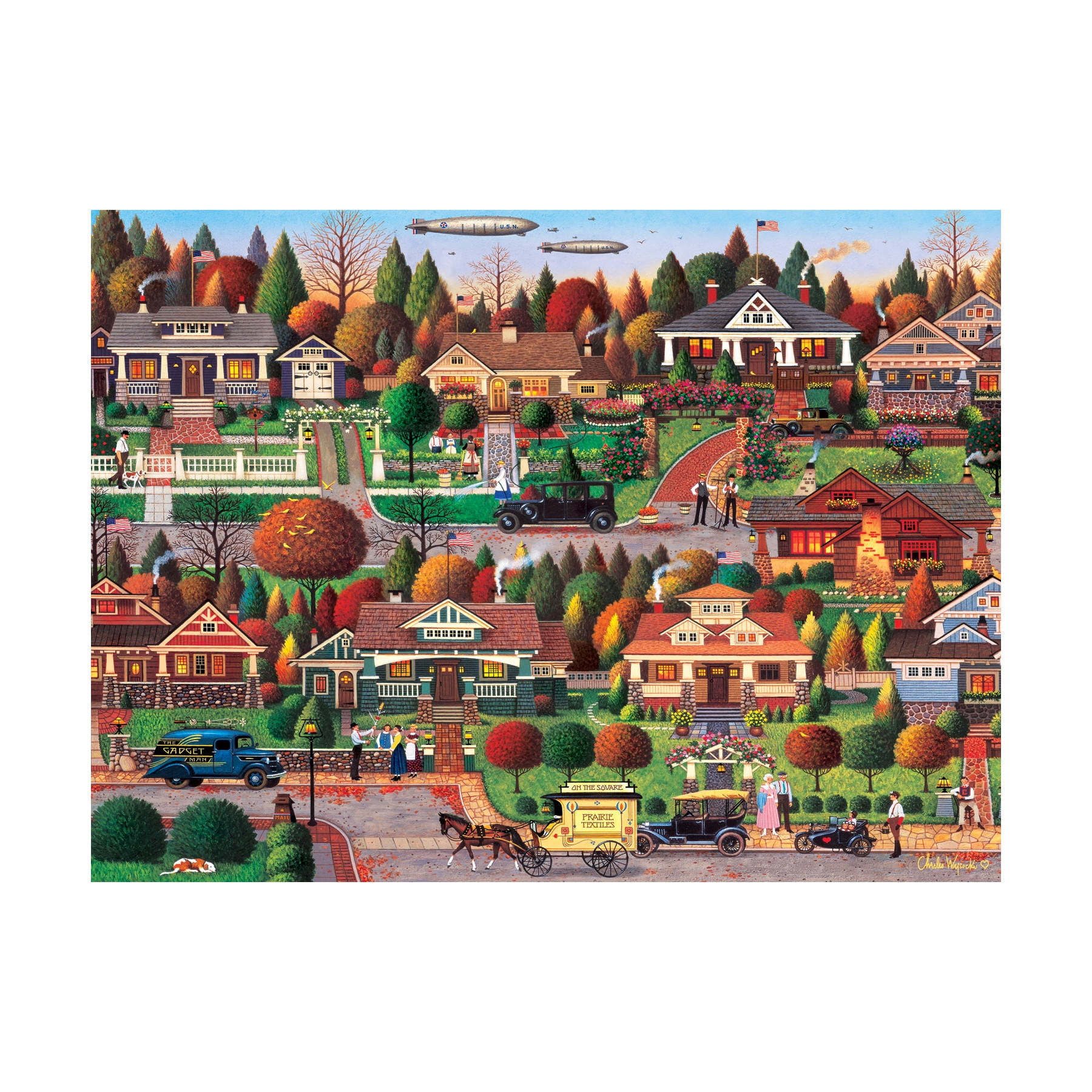 Buffalo Games Charles Wysocki Labor Day in Bungalowville 1000 Pieces Jigsaw Puzzle