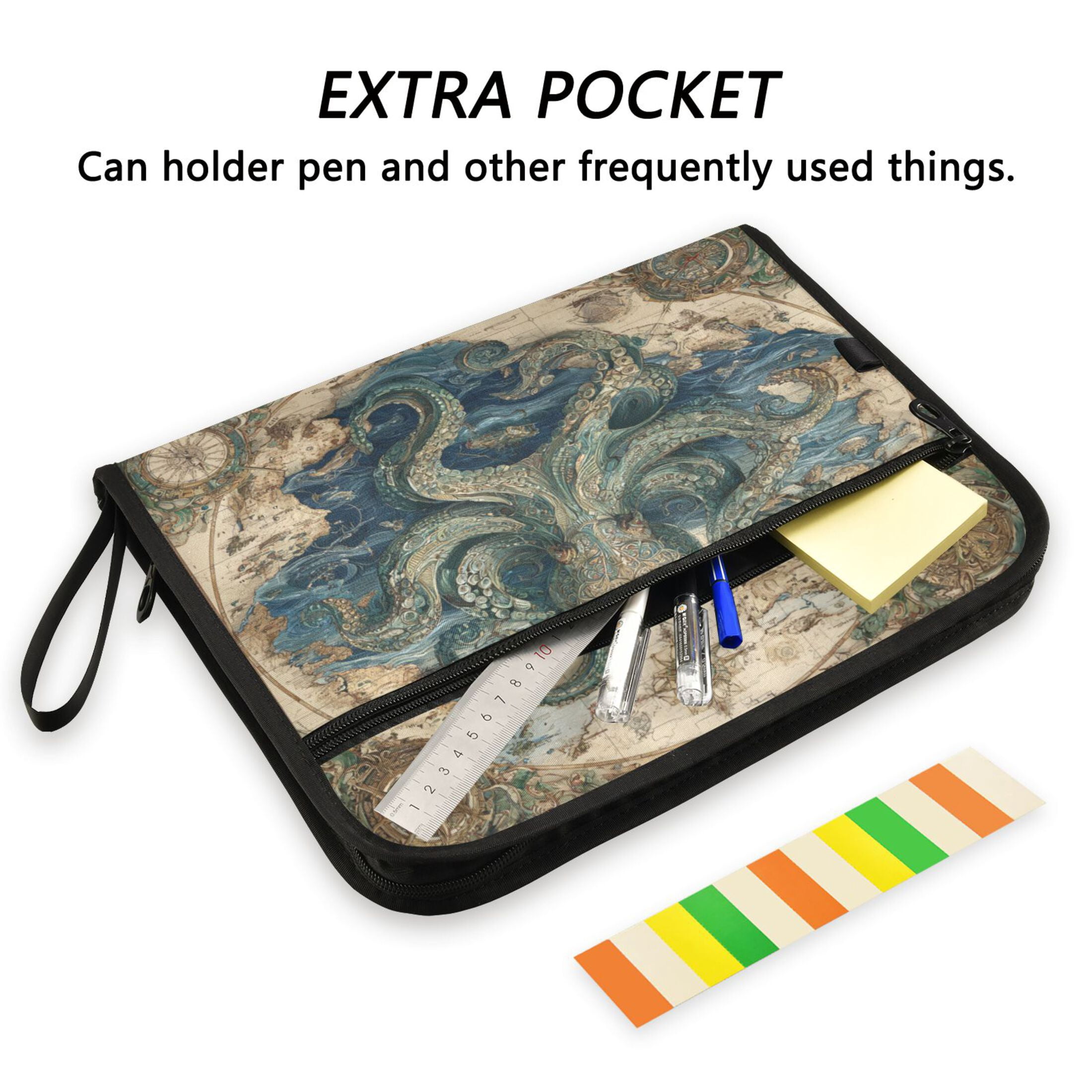 Wobogo Steam Octopus Expanding File Folder Letter Size Accordion Filing Organizer 13 Pocket Separate Organ Pocket