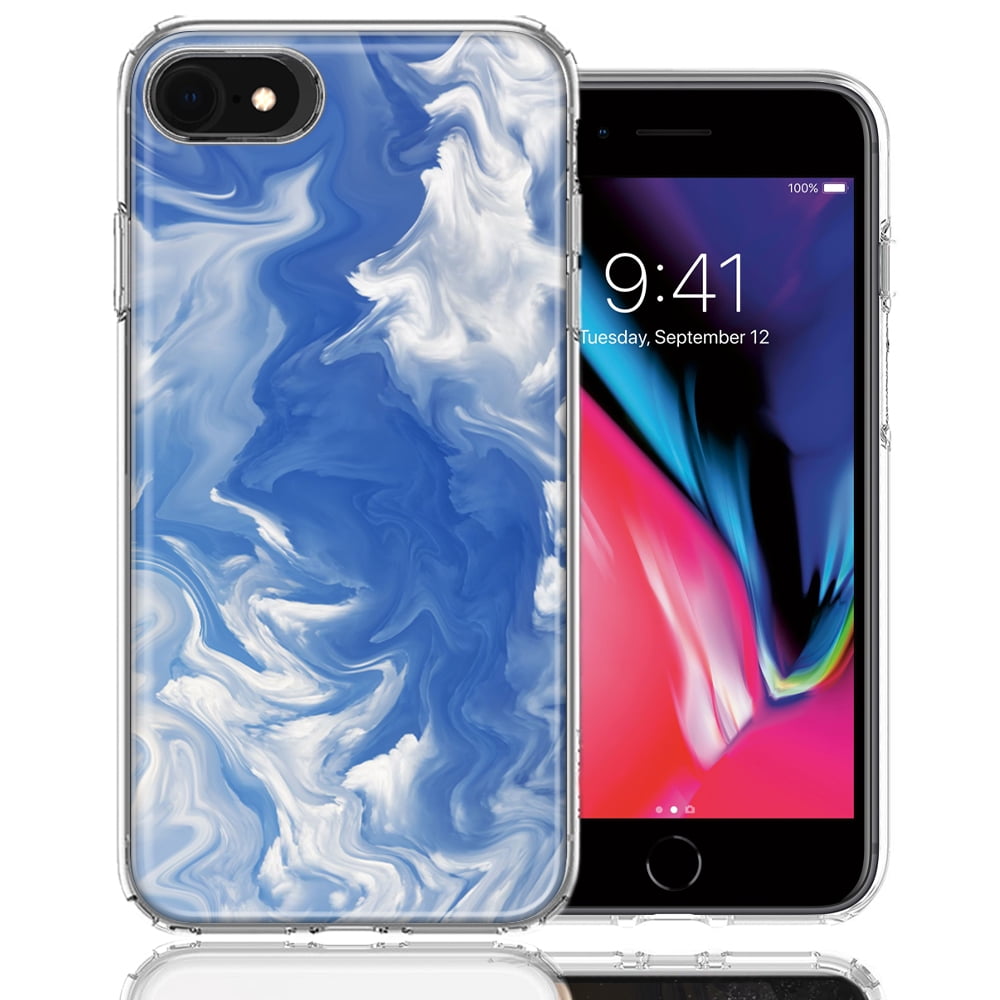 Mundaze For Apple Iphone 7 8 Se Sky Blue Swirl Design Double Layer Phone Case Cover Walmart Com