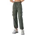 thumbnail image 4 of INSPIRE CHIC Women's Y2K Streetwear High Waisted Pockets Casual Long Cargo Pants Trousers L Grey, 4 of 6