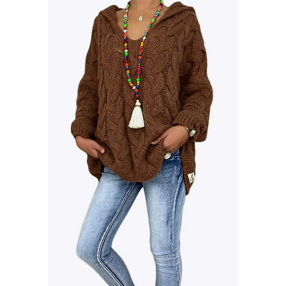 Cable-Knit Hooded Sweater - Casual Comfort with a Cozy Twist