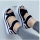thumbnail image 2 of Sandalias de plataforma de talla grande, sandalias planas de playa con velcro para mujer, 2 of 6