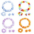 thumbnail image 6 of Dytern Party 10sets/pack 4pcs/set Hawaiian Leis Necklace Flower Wreath and Bracelet Luau Party Supply Innocent Beach Costume Accessory, 6 of 10