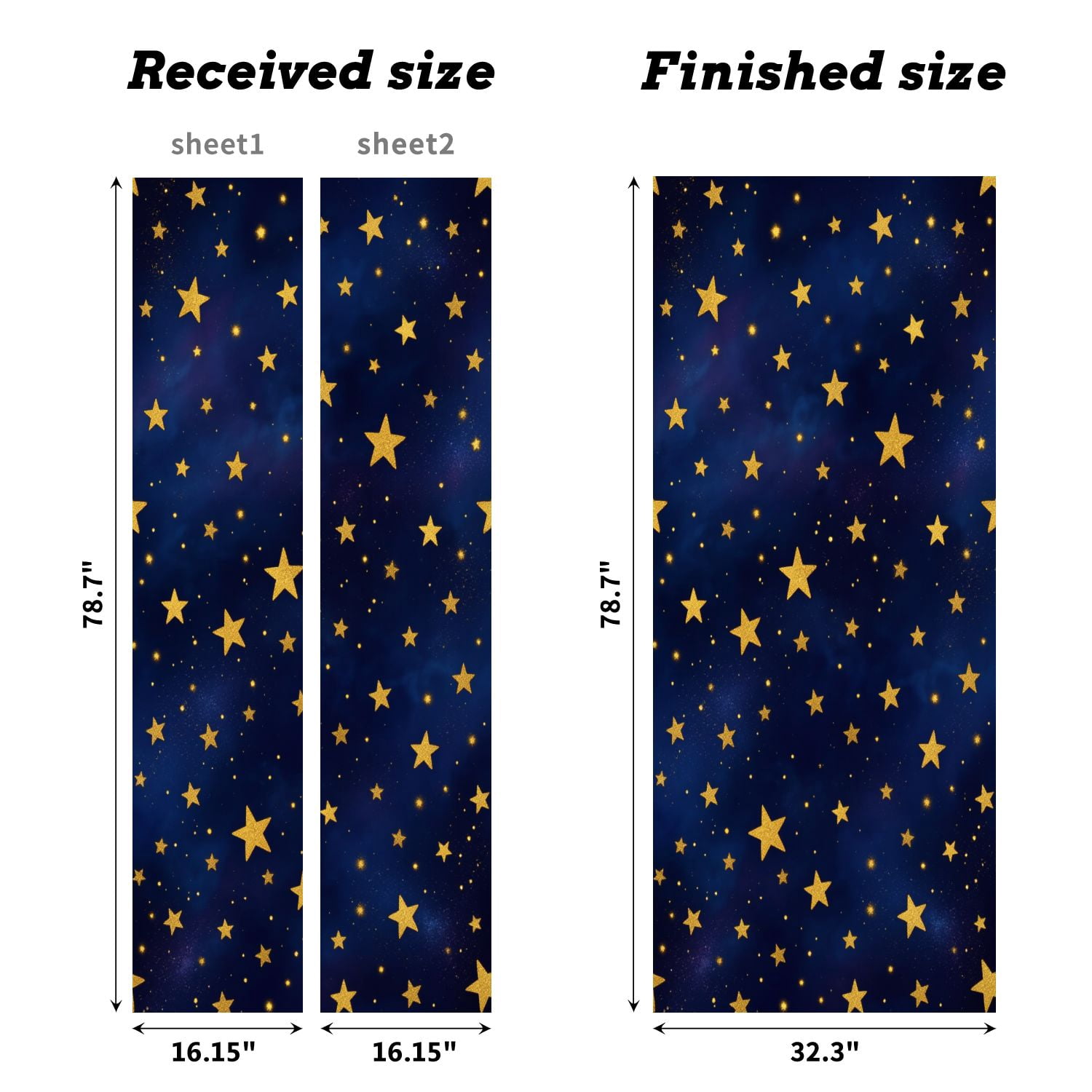 Self Adhesive Vinyl Refrigerator Wrap Set Golden Stars Deep Blue Night Sky Door Mural Removable Fridge Sticker Peel and Stick&nbsp;Full Door Cover Decal Kitchen Bar Decor