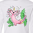 thumbnail image 4 of Inktastic Axolotl Unicorn with Rainbow Tail, Bubbles and Seaweed. Long Sleeve Youth T-Shirt, 4 of 5