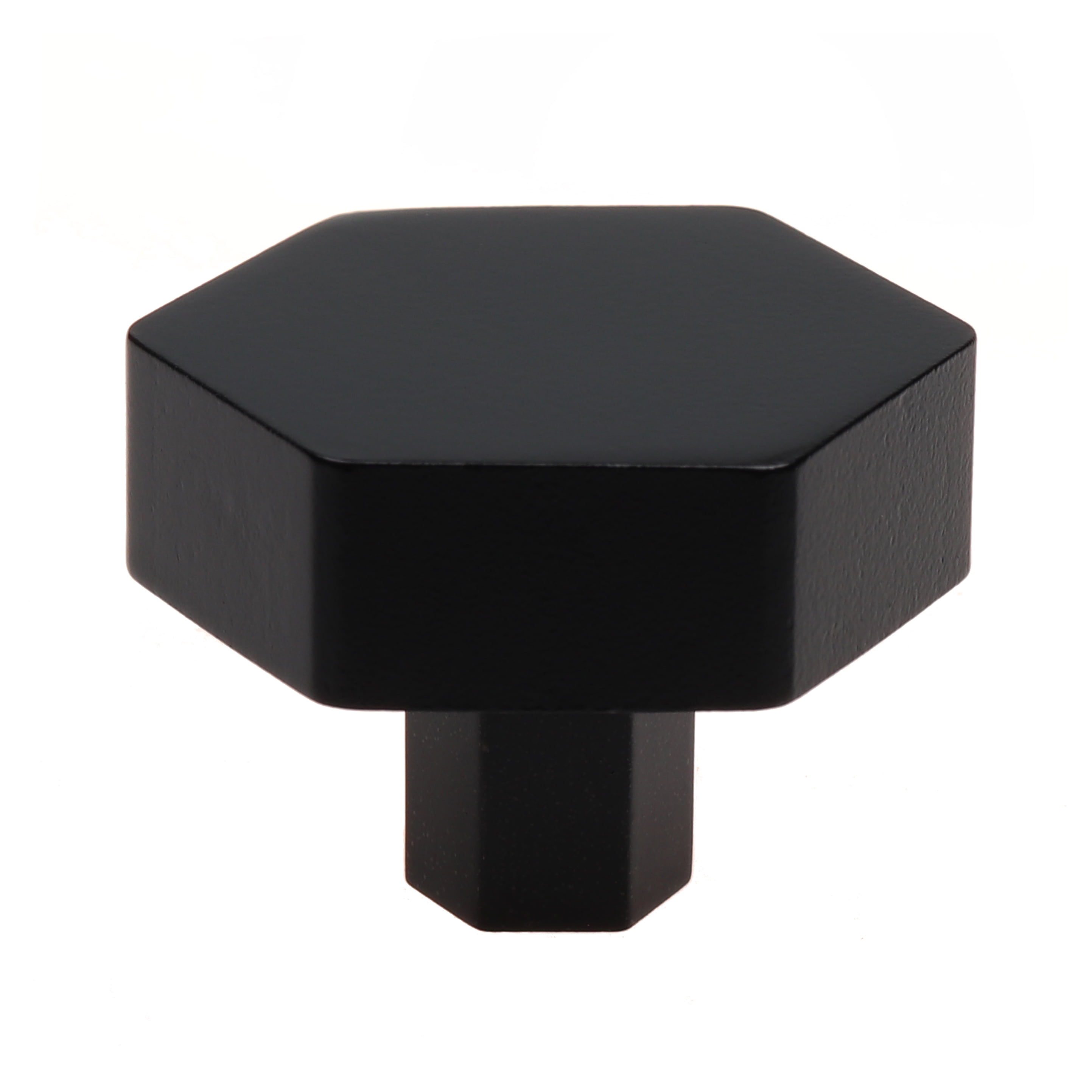 GlideRite 11/2 in. Solid Hexagon Knobs, Matte Black, Pack of