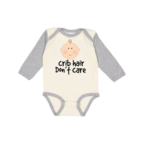Inktastic Crib Hair Dont Care Funny Baby Clothes Boys or Girls Long Sleeve Baby Bodysuit