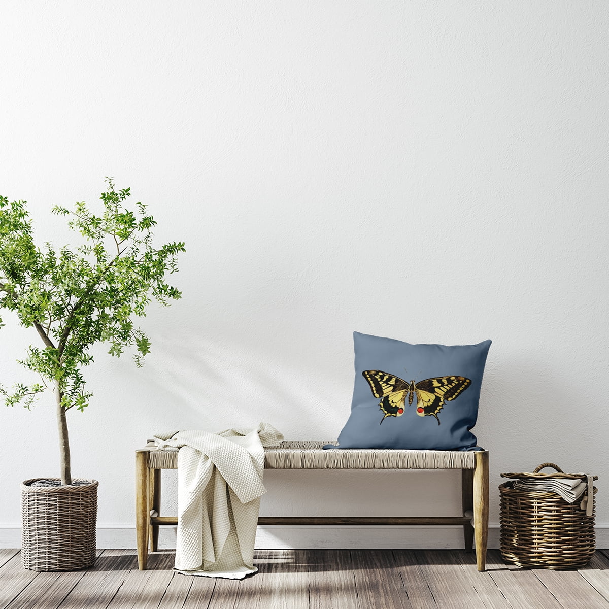 Simply Daisy 16-inch Square Rare Swallowtail Poly Throw Pillow, Dusty Smoke Blue Qty 1