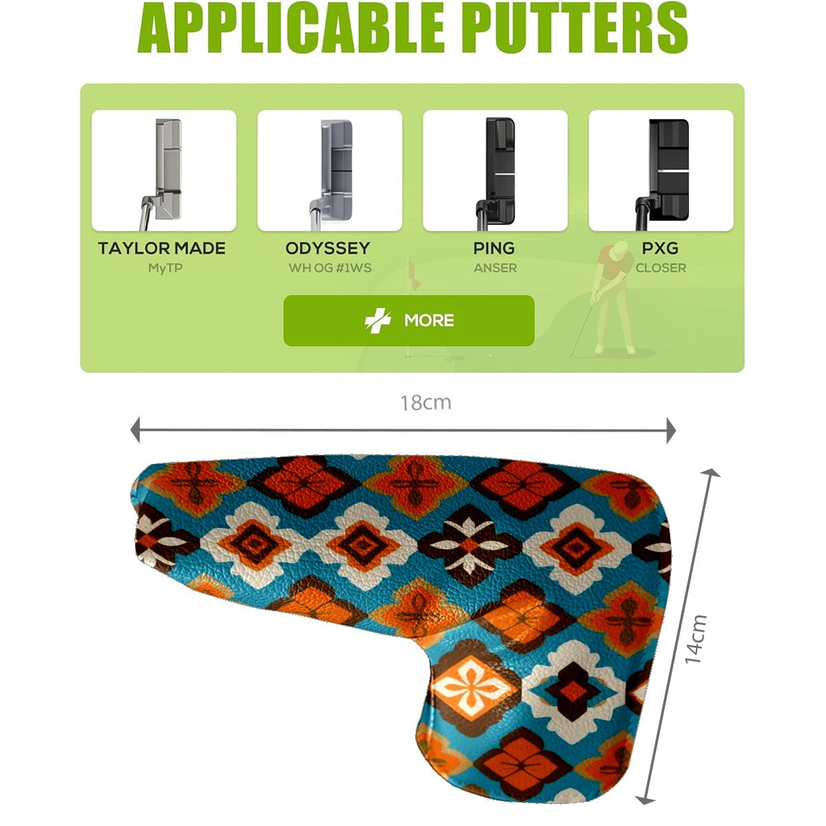 Golf Club Head Cover | Leather Golf Club Putte Headcover , Waterproof Golf Club Head Cover Set Driver Headcovers for Golf Clubs Men Women Patterm