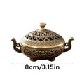 thumbnail image 3 of incense Burner Holder, Japanese Home decor, 4X3 in, Bronze Copper Alloy, Vintage decor for Home, Carved Patterns, Footed Base, Antique Brass Finish, 1 Pc, 3 of 7