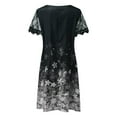 thumbnail image 4 of Sundresses for Women Casual Summer Floral Lace Short Sleeve Tunic Dress Scalloped V-Neck Loose Beach Mini Dresses, 4 of 6