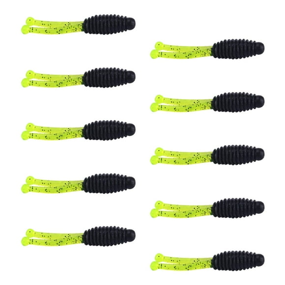 S SERENABLE 10 Pieces Soft Fishing Lures Durable Artificial Baits for Bass Crappie Minow green and black
