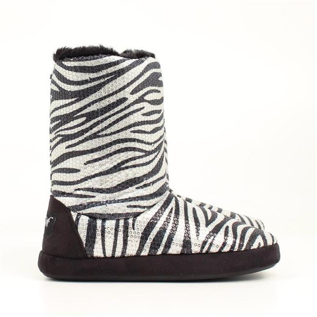 Blazin Roxx 5711636-S Ladies Sequin Zebra Boot Slipper, Silver - Small ...