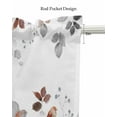 thumbnail image 5 of Pastoral Botanical Linen Curtain Valance for Bedroom/Bathroom/Kitchen/Office/Living/Dining Room Window,Brown Grey Leaf Farmhouse Country Rod Pocket Topper Decorative Cafe Drapes Panel 54"x18", 5 of 6