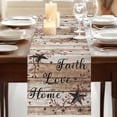thumbnail image 3 of Table Runners 48 Inches Long Dress Scarves, Rustic Star Brown Farmhouse Kitchen/Dining Table Runner, Short Coffee Tablerunners, Vintage Plants Berry Wooden Grain 13x48 Inch, 3 of 9